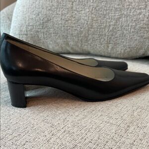 Ralph Lauren Black Leather Heels Made in Brazil. Square Toe, 2” wood heel. EUC